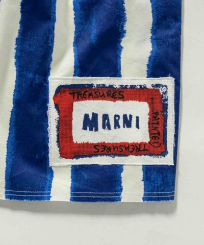MARNI(マル二)Kids & Junior ワンポイントブランドロゴストライプショートパンツ