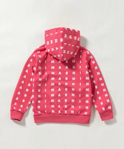 MARNI(マル二)Kids & Junior 総柄ブランドロゴジップアップフーディーパーカー