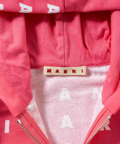 MARNI(マル二)Kids & Junior 総柄ブランドロゴジップアップフーディーパーカー