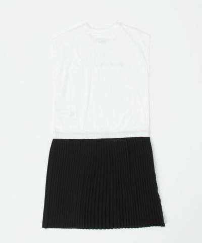 MM6 Maison Margiela(エムエムシックス)Kids & Junior ブランドロゴノースリーブ切り替えプリーツワンピース
