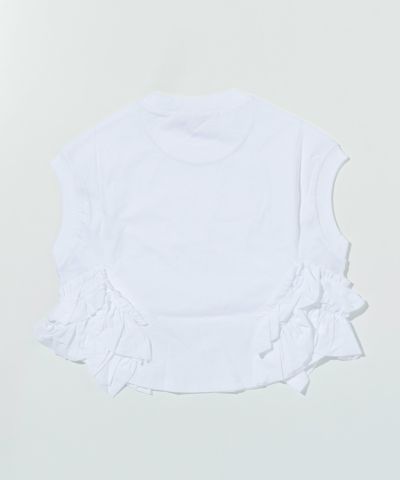 MARNI(マルニ)Kids & Junior ワンポイントブランドロゴ襟付き半袖ペプラムTシャツカットソー