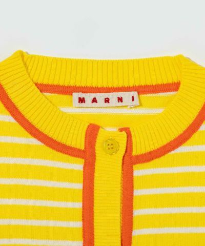 MARNI(マルニ)Kids & Junior ワンポイントブランドロゴボーダーカーディガン