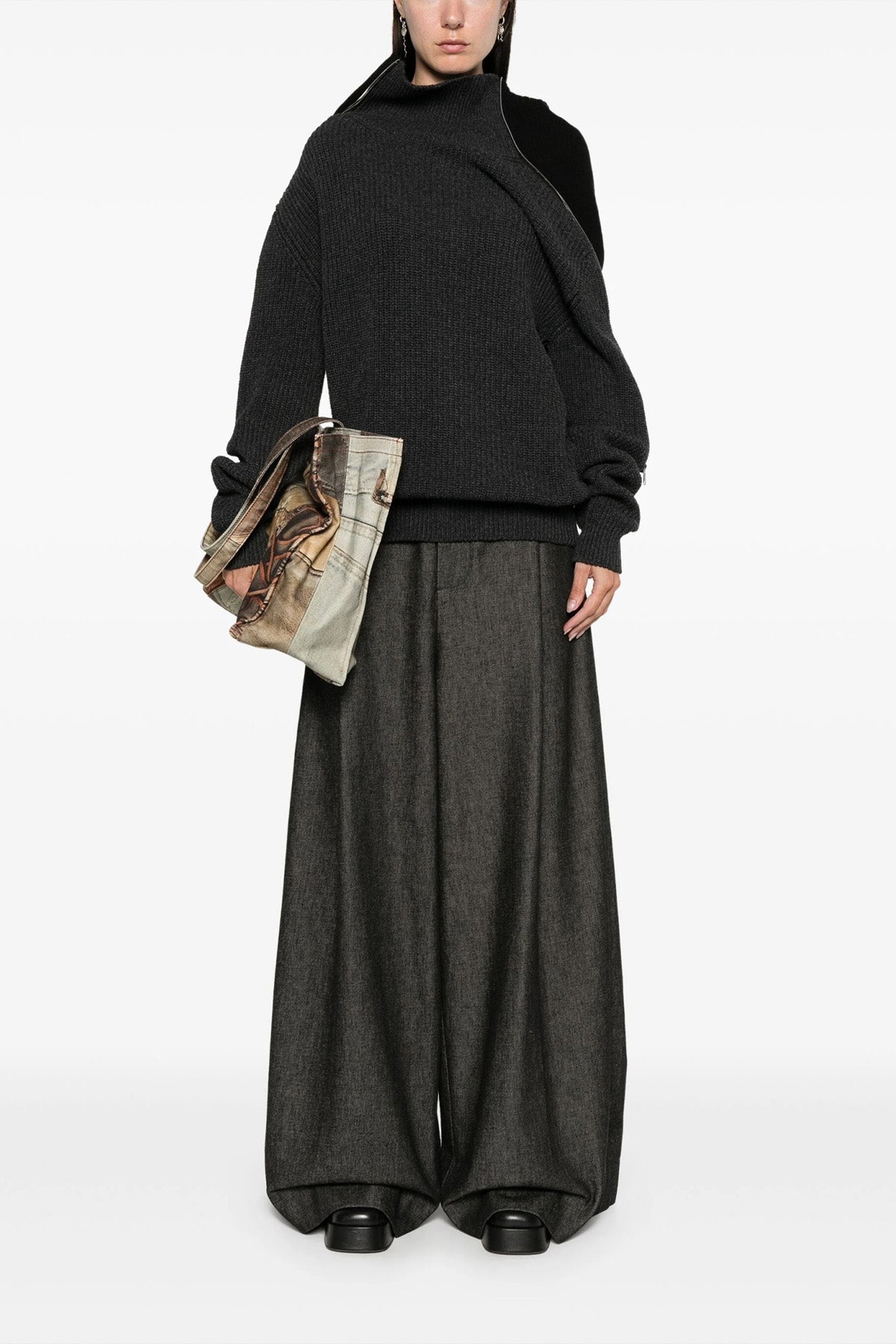 'Zip Insert High Neck' セーター