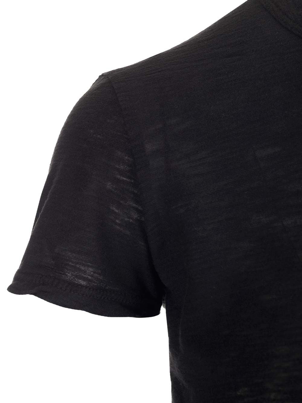 ブラック コットン シアー スラブ クルー ネック Tシャツ ジェームス