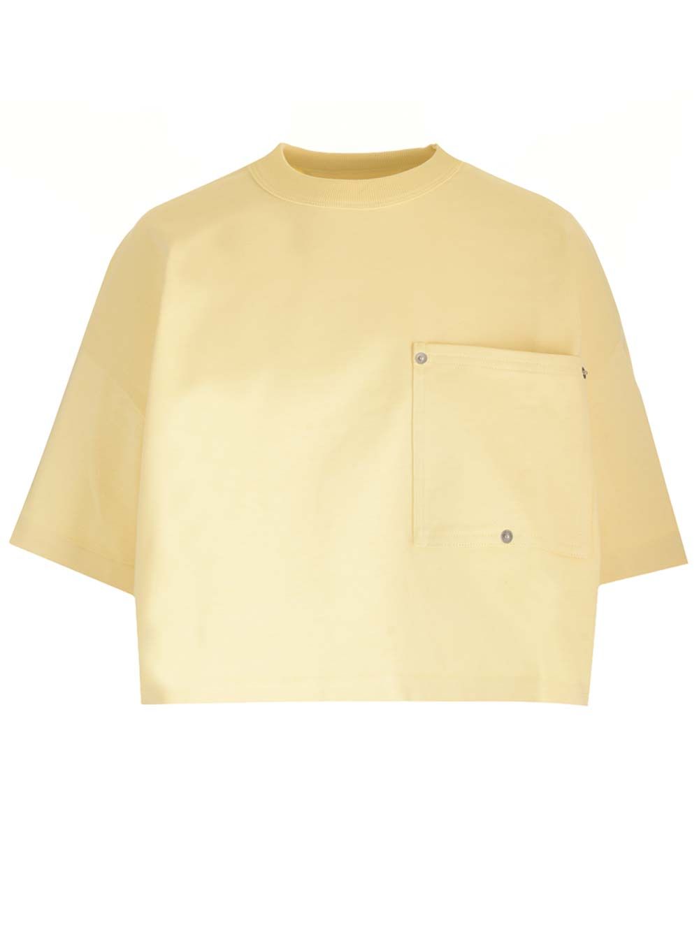 イエロー コットン クロップ Tシャツ ウィズ パッチ