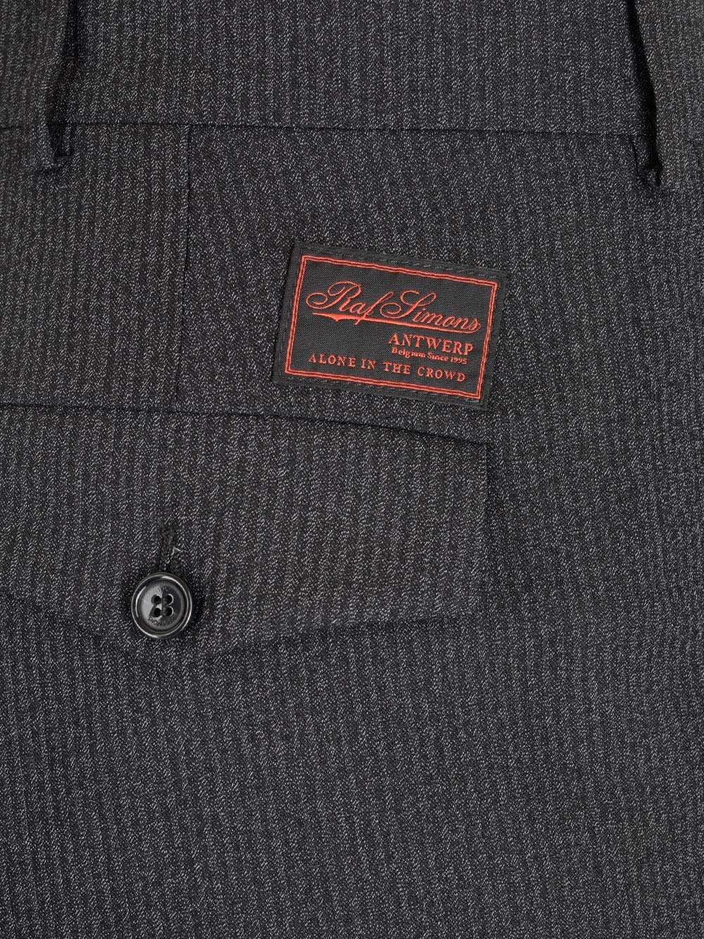 グレー ストレート トラウザーパンツ RAF シモンズ イン ストライプ ウール ブレンド ファブリック