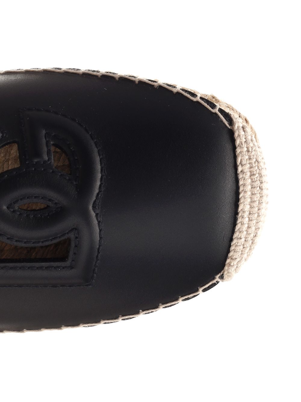 ブラック ナッパ エスパドリーユ ウィズ ストロー アンド ラバー ソール DOLCE & GABBANA