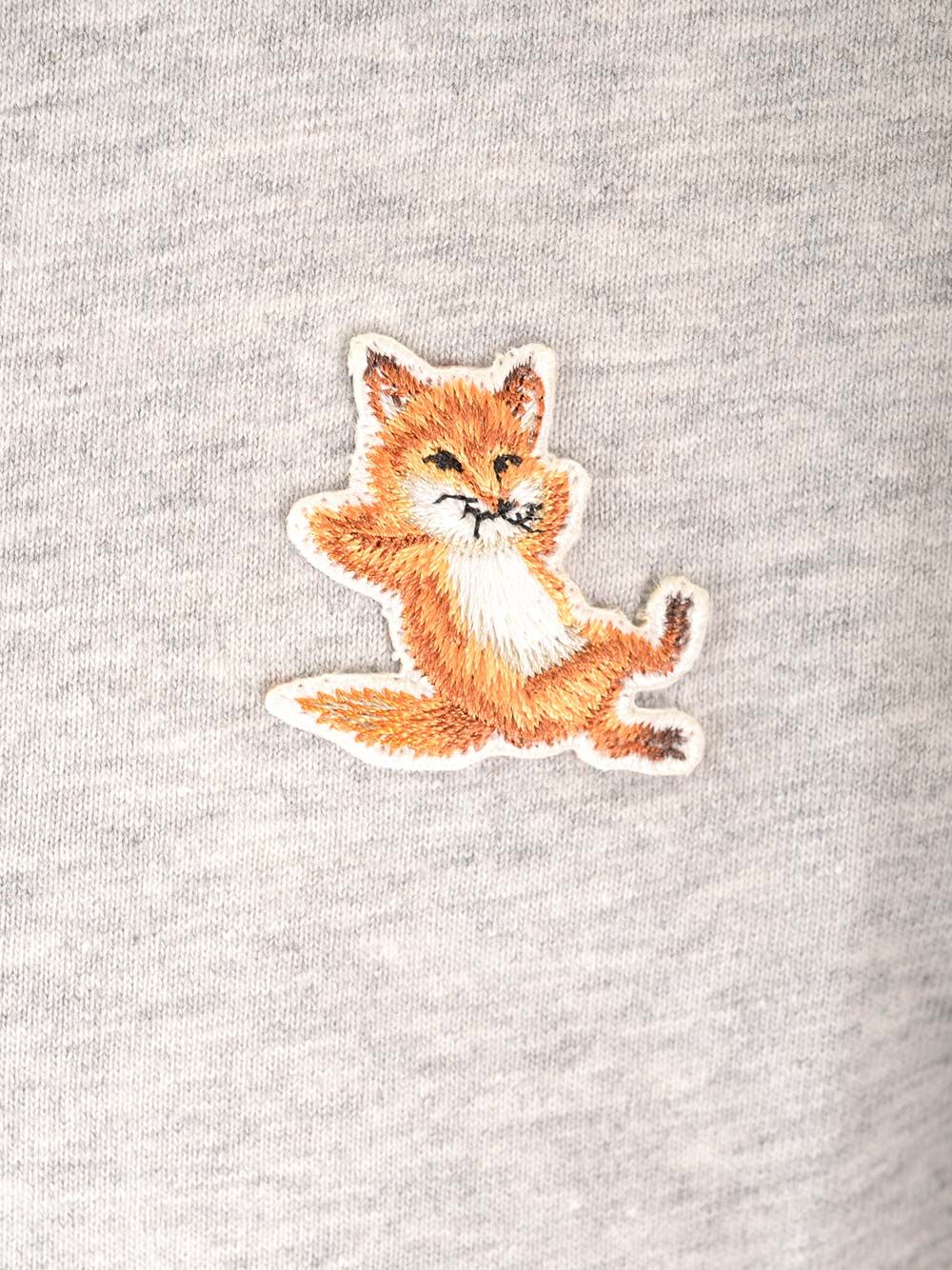 ホワイト クルーネック コットン Tシャツ ウィズ パッチ フォックス メゾン