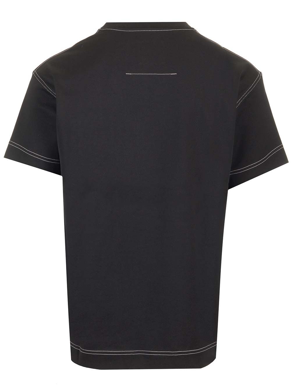 ブラック ショートスリーブ Tシャツ ウィズ コントラスト ステッチ アンド エンブロイダード ロゴ