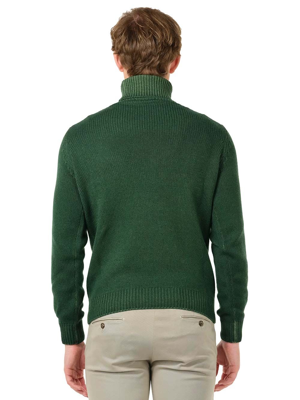 スリム フィット タートルネック 1902 イン グリーン ファイン シルク アンド カシミア