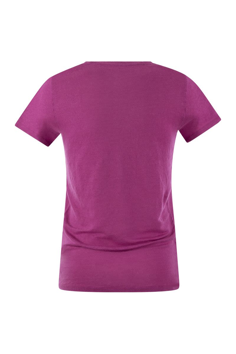 クルーネック Tシャツ イン リネン アンド ショート スリーブ