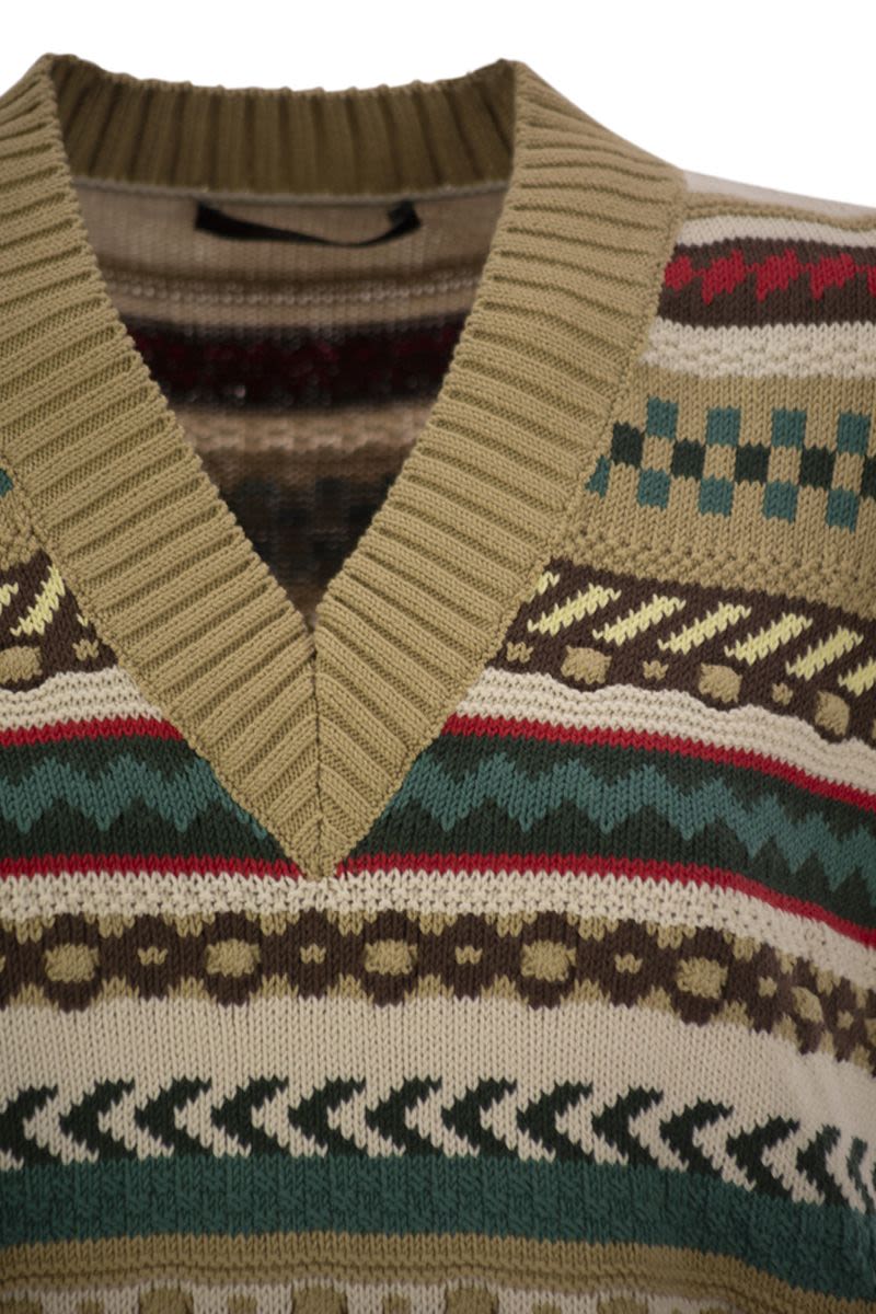 コットン ジャカード ヤーン ウエストコート