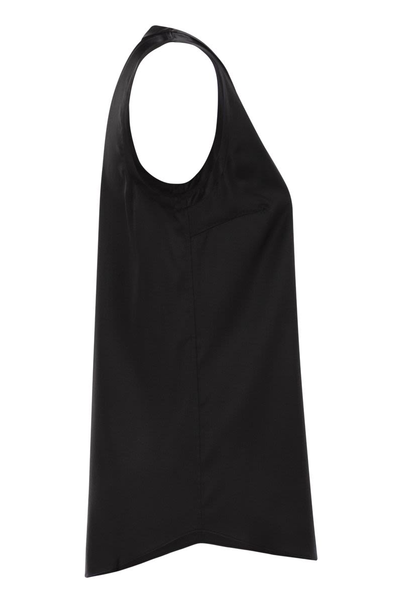 ストレッチ シルク サテン トップ