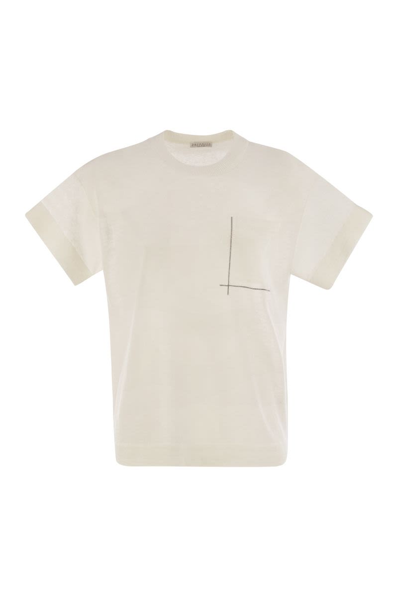 リネンブレンド Tシャツ ウィズ シャイニー ポケット ディテール