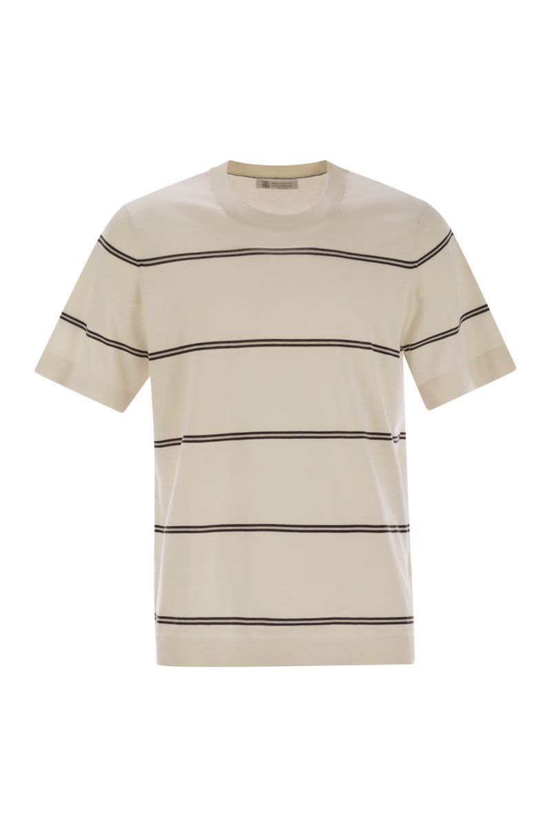 ライトウェイト ストライプ コットン ニット Tシャツ