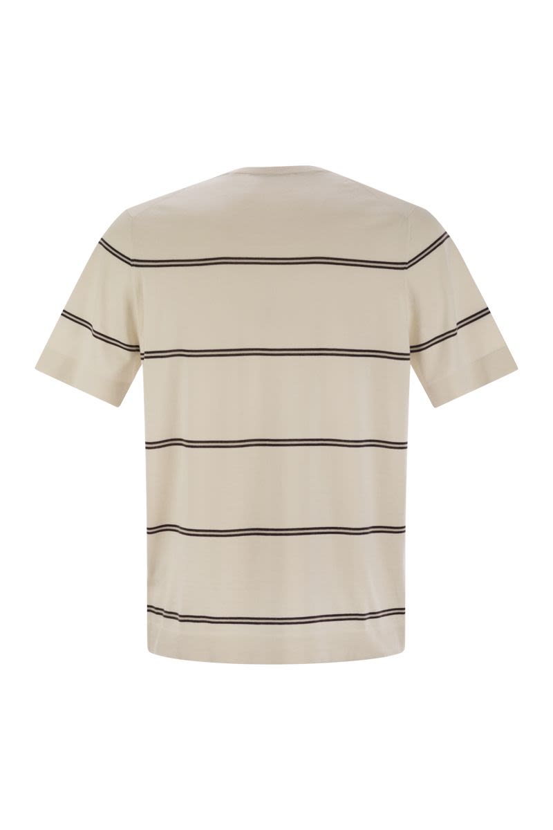 ライトウェイト ストライプ コットン ニット Tシャツ