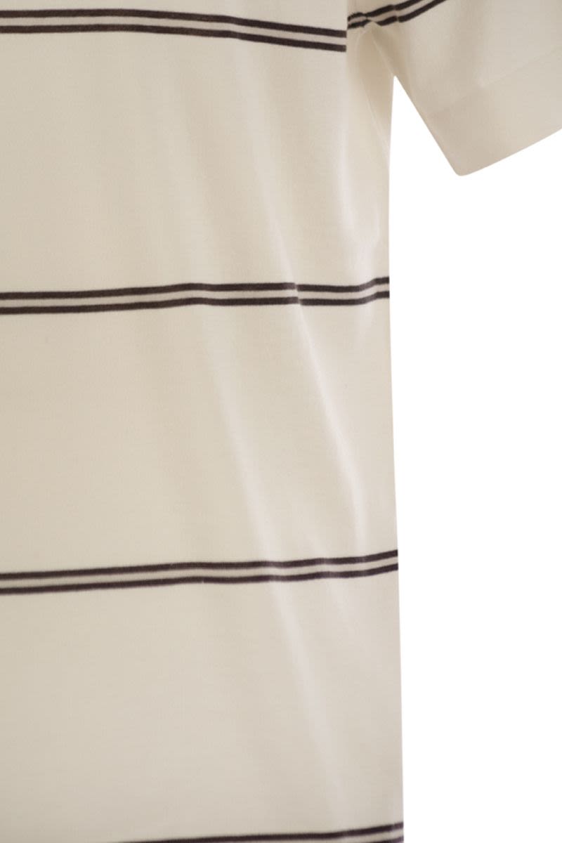ライトウェイト ストライプ コットン ニット Tシャツ