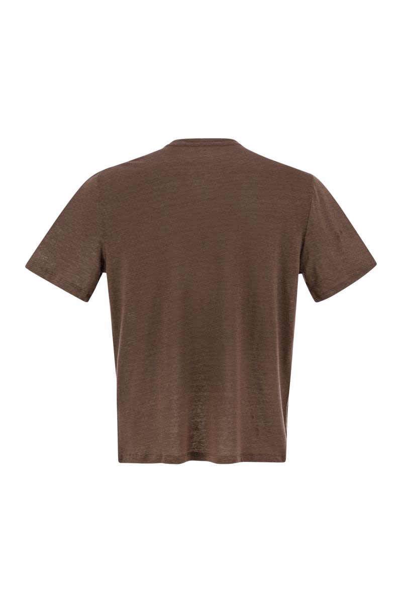 クルーネック アンド ショートスリーブ Tシャツ イン リネン