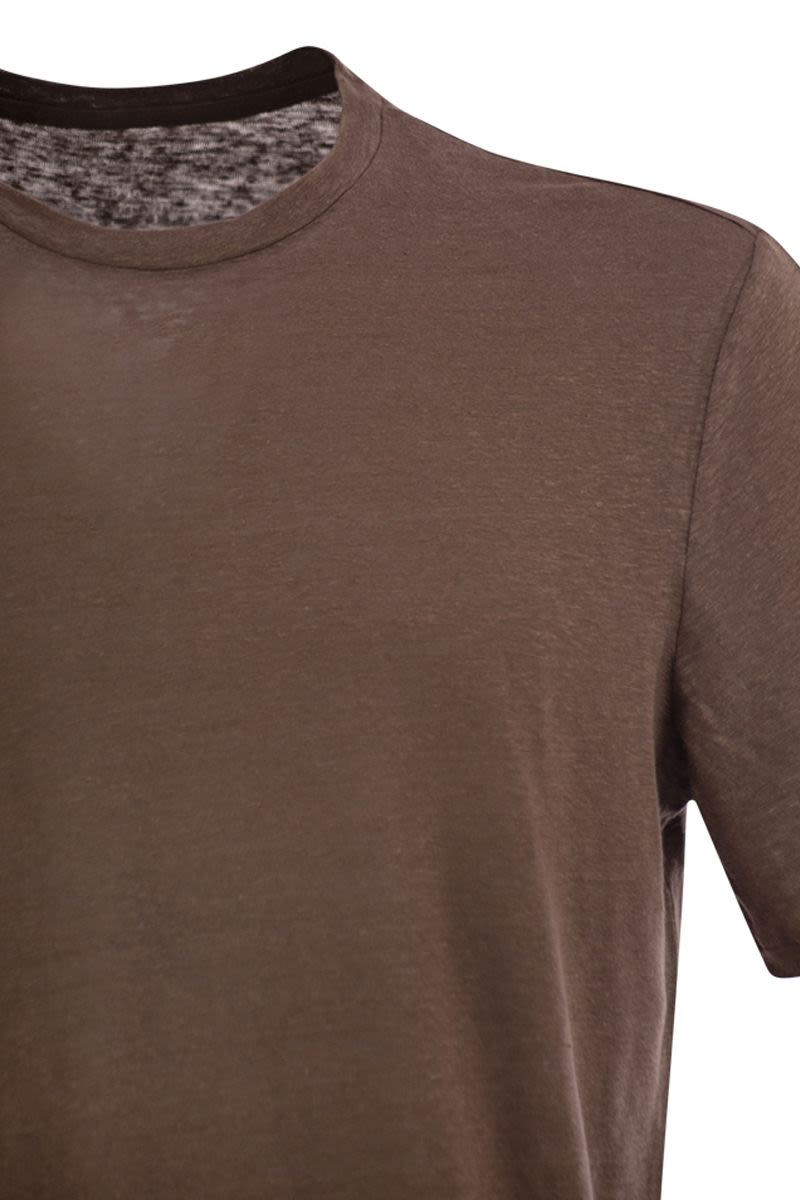 クルーネック アンド ショートスリーブ Tシャツ イン リネン