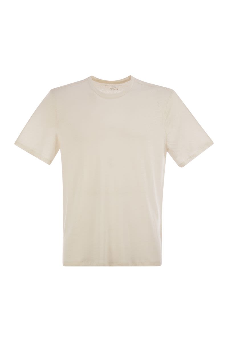 クルーネック アンド ショートスリーブ Tシャツ イン リネン
