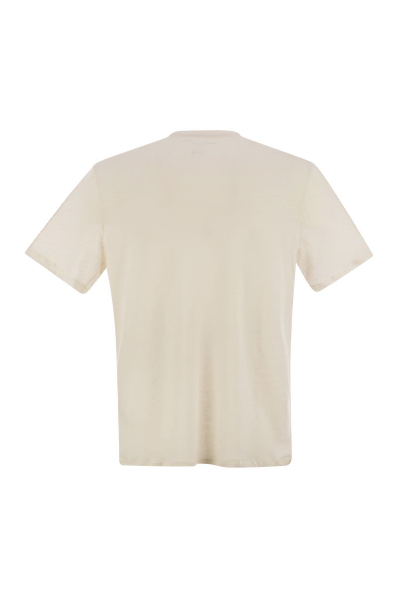 クルーネック アンド ショートスリーブ Tシャツ イン リネン