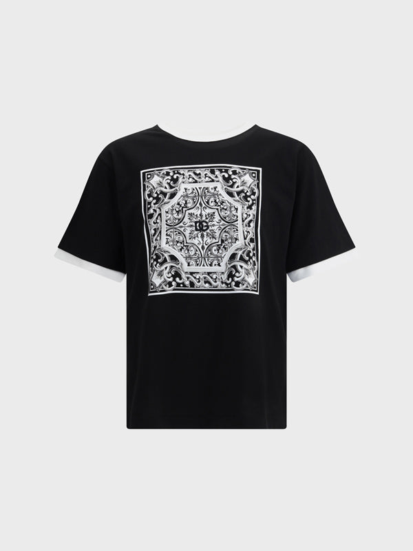 バロック プリント Tシャツ
