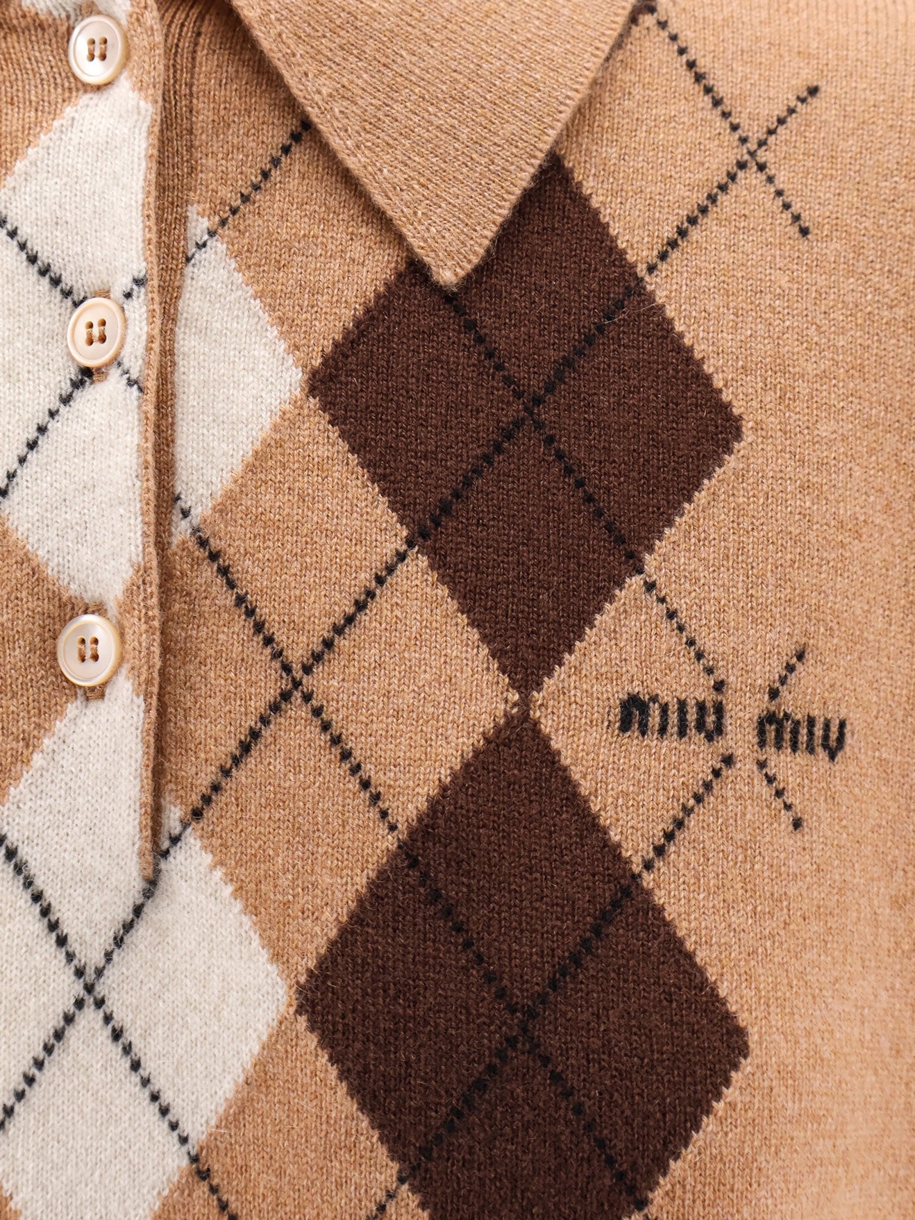 カシミア ポロ シャツ ウィズ MIU MIU エンブロイダリー