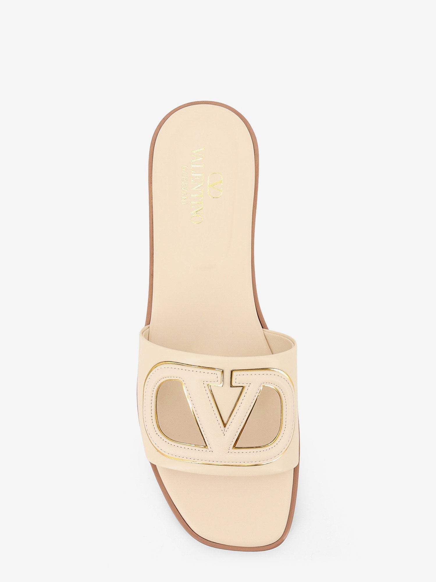 Vロゴ カットアウト レザー スライド