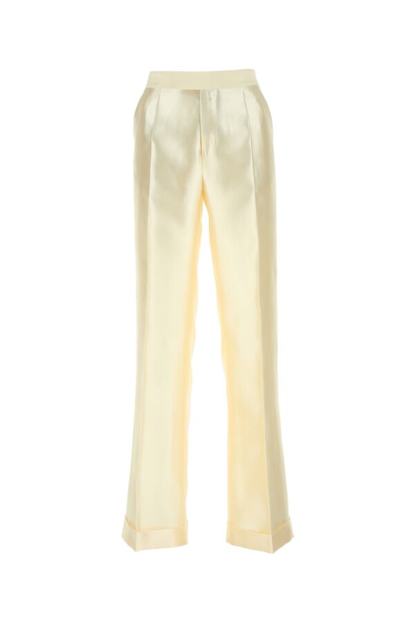 アイボリー ブレンド ワイドレッグ パンツ
