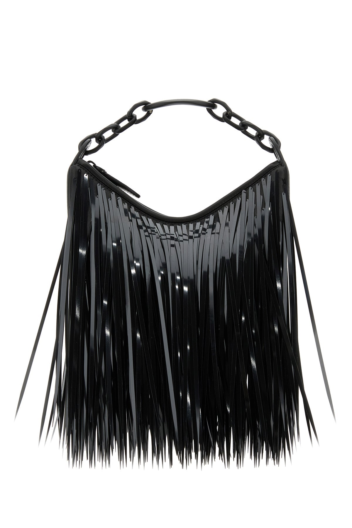 ブラック レザー ミニ HOBO Vロゴ ムーン ハンドバッグ