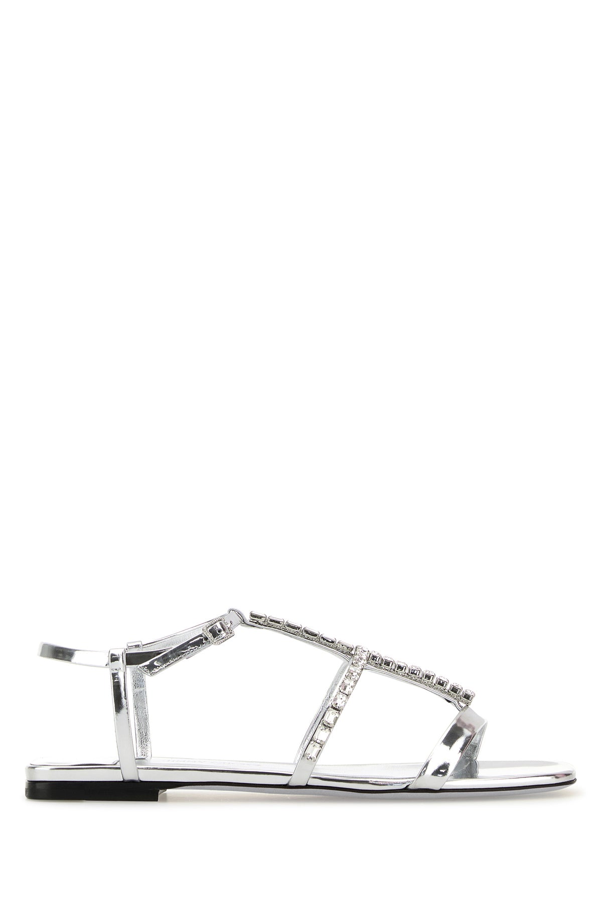 気品【Jimmy Choo】メタリック レザー サンダル Jimmy Choo/ジミーチュウ|シルバー レザー サンダル