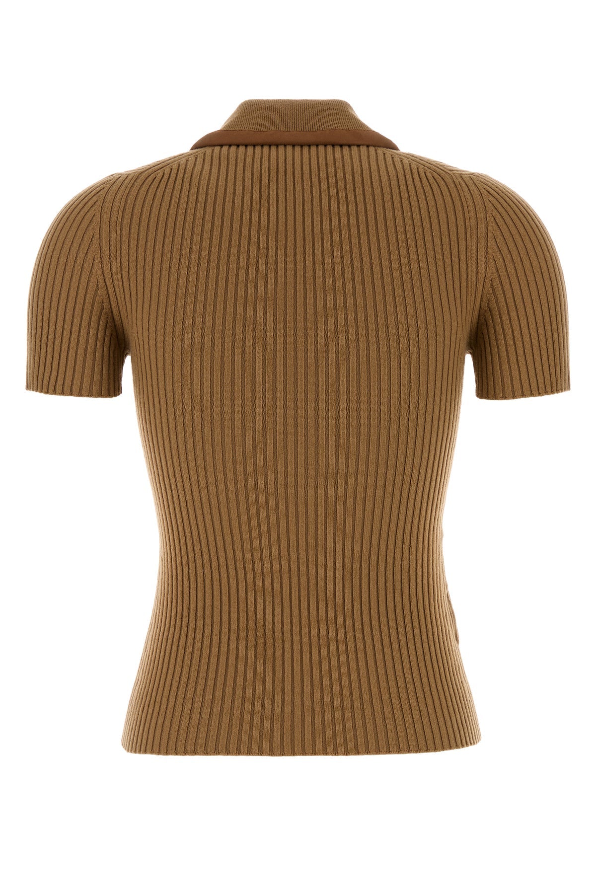 キャメル ストレッチ カシミア ブレンド ポロ シャツ