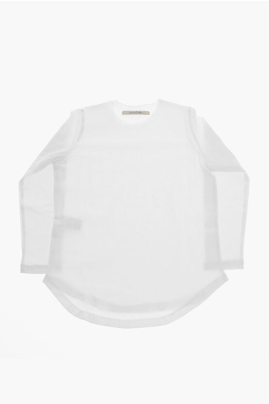 ソリッド カラー ロング スリーブ クルーネック Tシャツ