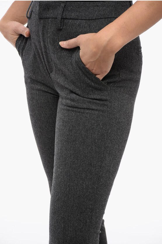 ヘリンボーン モチーフ ウール ブレンド パンツ