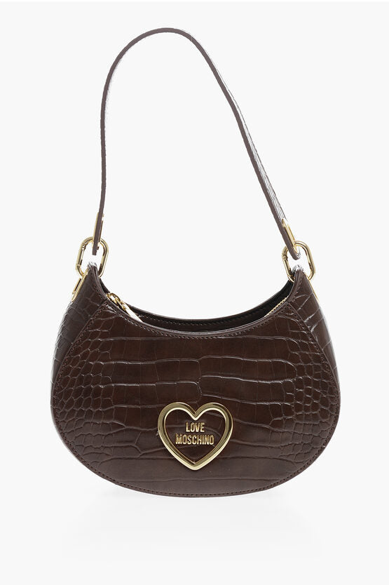 ラブ クロコダイル エフェクト フェイク レザー HOBO バッグ