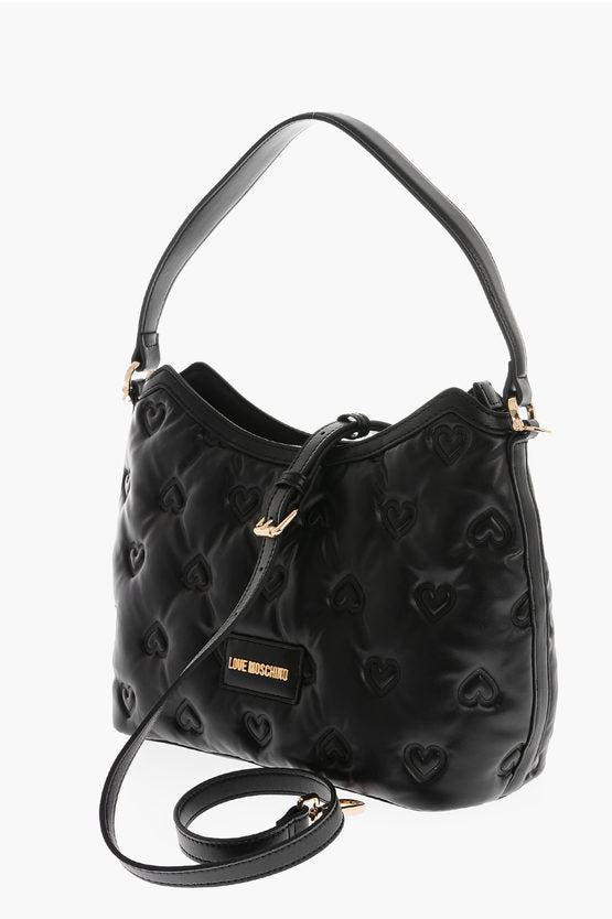 ラブ エンボス加工 ハーツ オール オーバー フェイク レザー HOBO バッグ