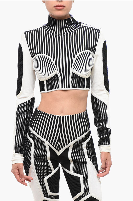 ロング スリーブ ツートーン クロップド トップ