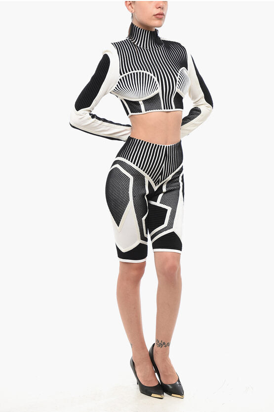 ロング スリーブ ツートーン クロップド トップ