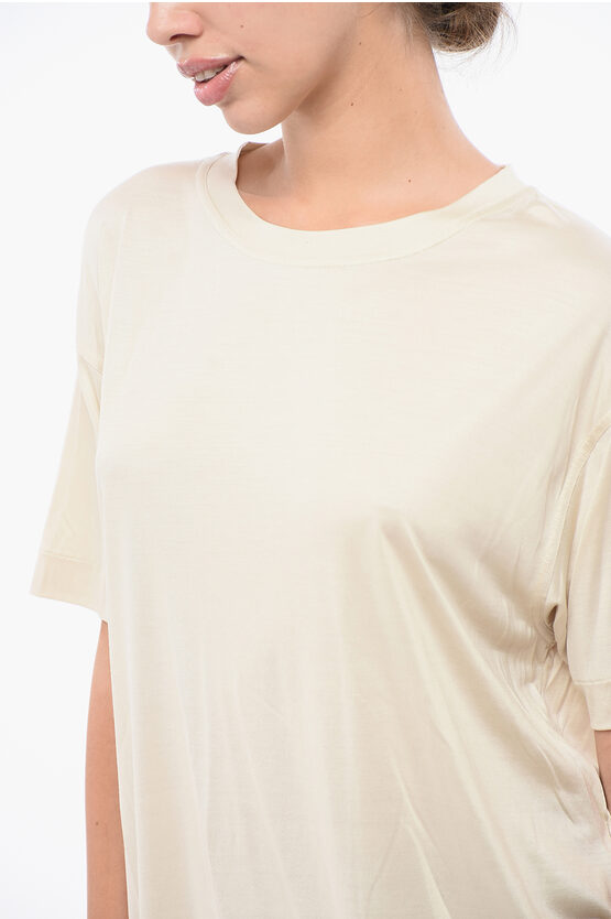 オーバーサイズ フィット シルク クルーネック Tシャツ