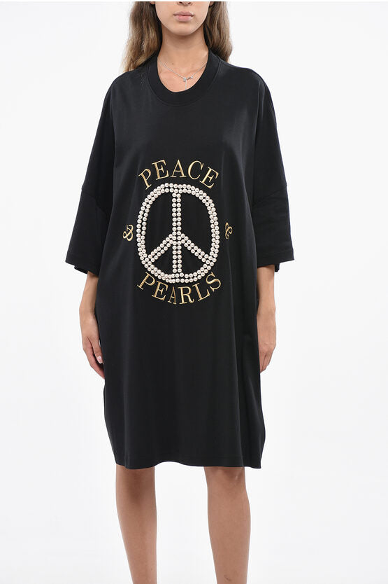 クチュール オーバーサイズ コットン Tシャツ ドレス ウィズ ビーズ