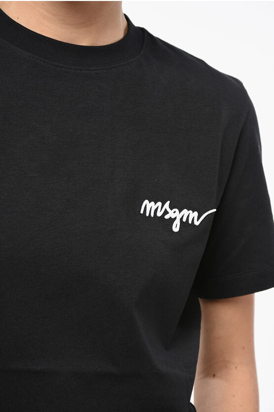 コットン クルーネック Tシャツ ウィズ サイド エンブロイダリー ロゴ