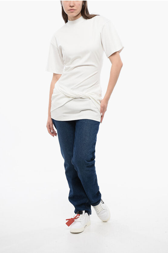 ソリッド カラー コットン クルーネック Tシャツ
