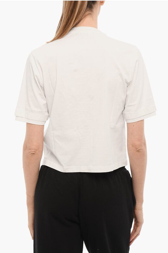 ソリッド カラー クルーネック Tシャツ ウィズ リムーバブル チェーン