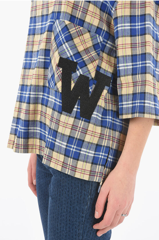 チェック柄 チェック オーバーサイズ Tシャツ ウィズ マキシ モノグラム パッチ