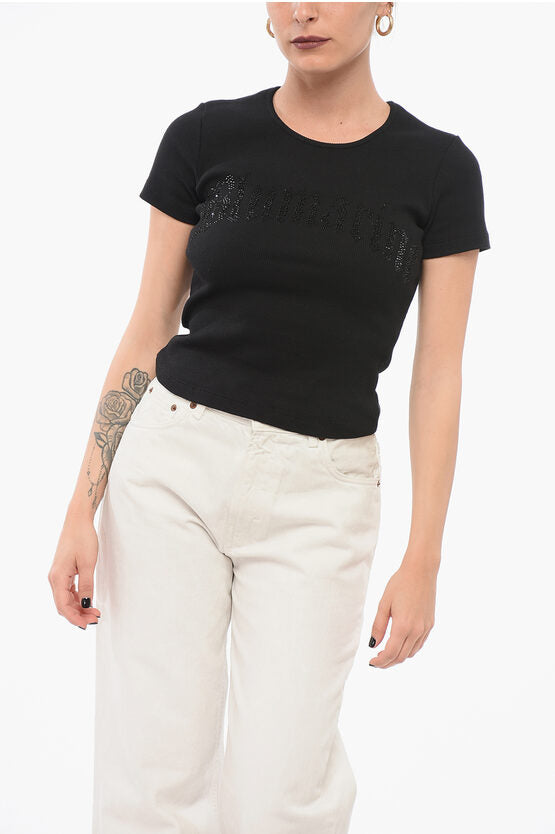 リブ クロップ Tシャツ ウィズ ロゴ