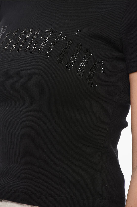 リブ クロップ Tシャツ ウィズ ロゴ