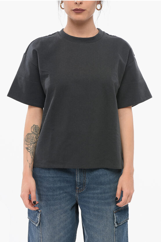クルー ネック コットン Tシャツ ウィズ ポプリン ライニング