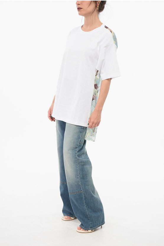 アシメトリック Tシャツ ウィズ シフォン ディテール