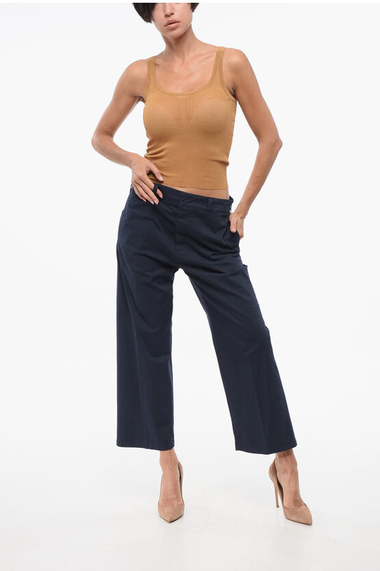 ストレッチ コットン クロップド パンツ ウィズ ベルト ループ