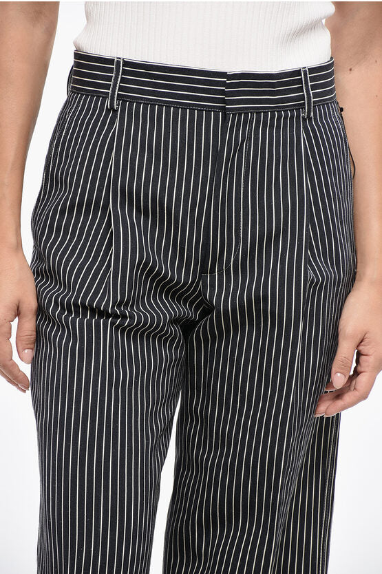 フラックス ブレンド クロップド フィット パンツ ウィズ ストライプ パターン